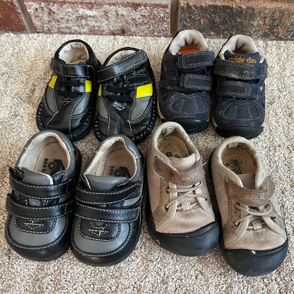 4 pairs of toddler size 4 shoes